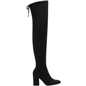 Suede over-the-knee black boots